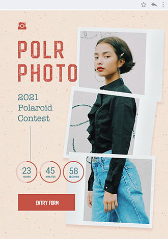Contest deadline email example, with text: Polr Photo. 2021 Polaroid Contest. Entry form.